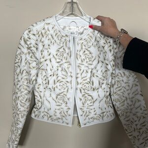 White and Gold Genuine Leather Jacket